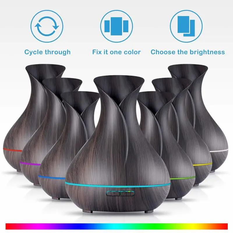 Smart WiFi Essential Oil Diffuser Compatible with Alexa Google Home App Control 400ml Dark Wood Grain  Aroma Diffuser Humidifier