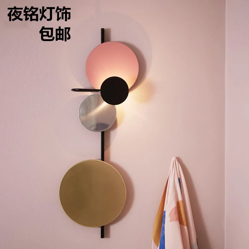 

Modern simple Nordic living room stairway aisle bedroom bedside E27 wall light Macaroon horn wall lamp