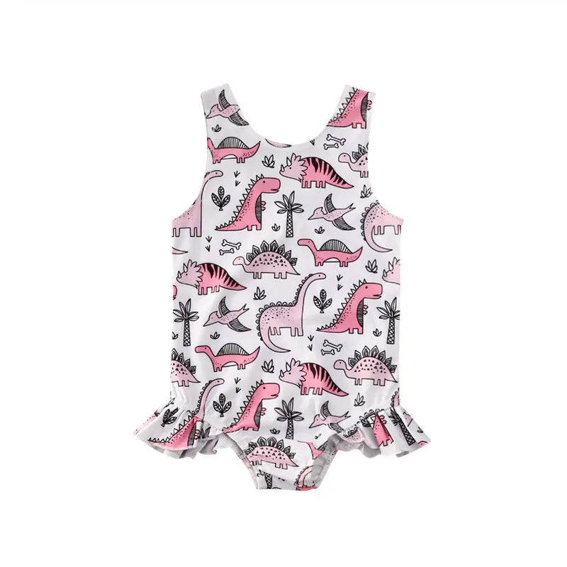 

1-5 Years Girls Swimwear Baby Girls Dinosaur Print Swimming Suits Summer One Piece Swimsuit For Girls Kids Children Bathing Suit