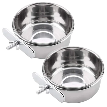 

Parrot Feeding Cup Bird Food Dish Stainless Steel Parrot Feeder with Cage Parrot Small Animal Bag 2