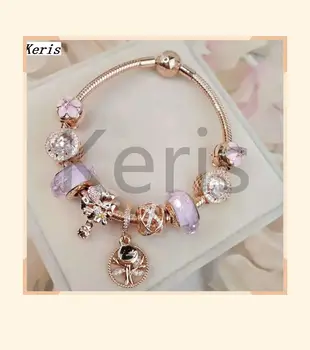 

High Quality Reproduction 1:1 100%925 Silver Rose Gold Floral Ornaments Tree Of Life Bracelet Free Of Charge
