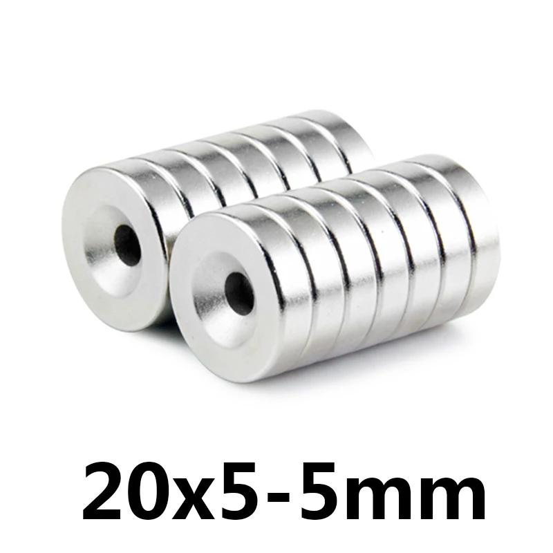 

100/200/300pcs 20 x 5mm Hole 5 mm Super Strong Ring Loop Countersunk Magnet Rare Earth Neo 20*5-5mm Neodymium Magnets Cylinder