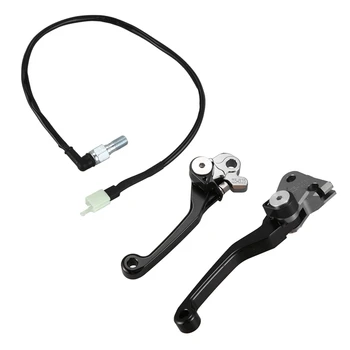 

1 Set Motorcycle Bike Hydraulic Banjo Brake Pressure Light Switch & 2Pcs Motorcycle Brake Lever Handle Cnc Handle Black