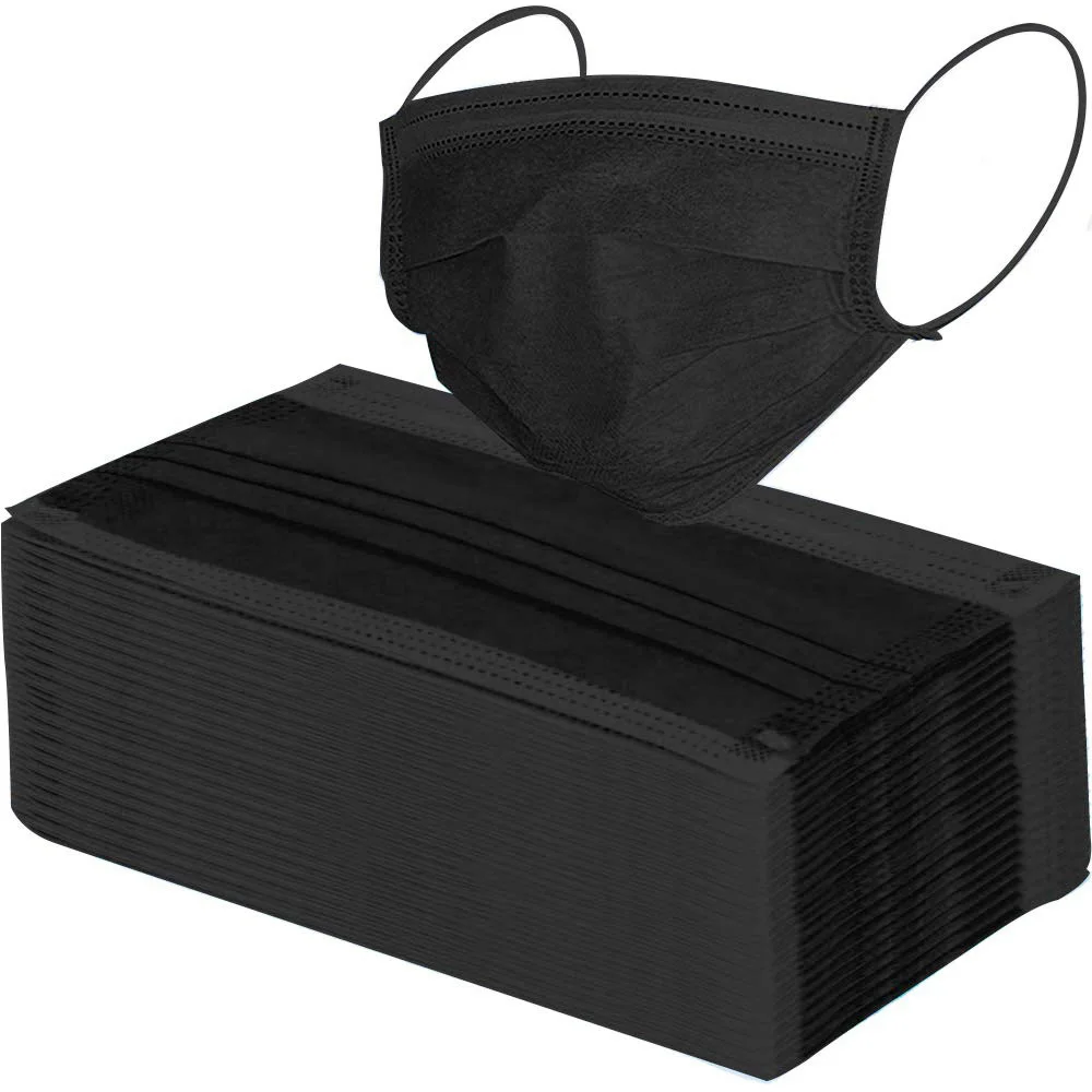 

Fast Delivery Disposable Black Protective Face Mouth Masks 3-layer Fabric PM2.5 Washable Face Shield Guard Wholesale In Stock