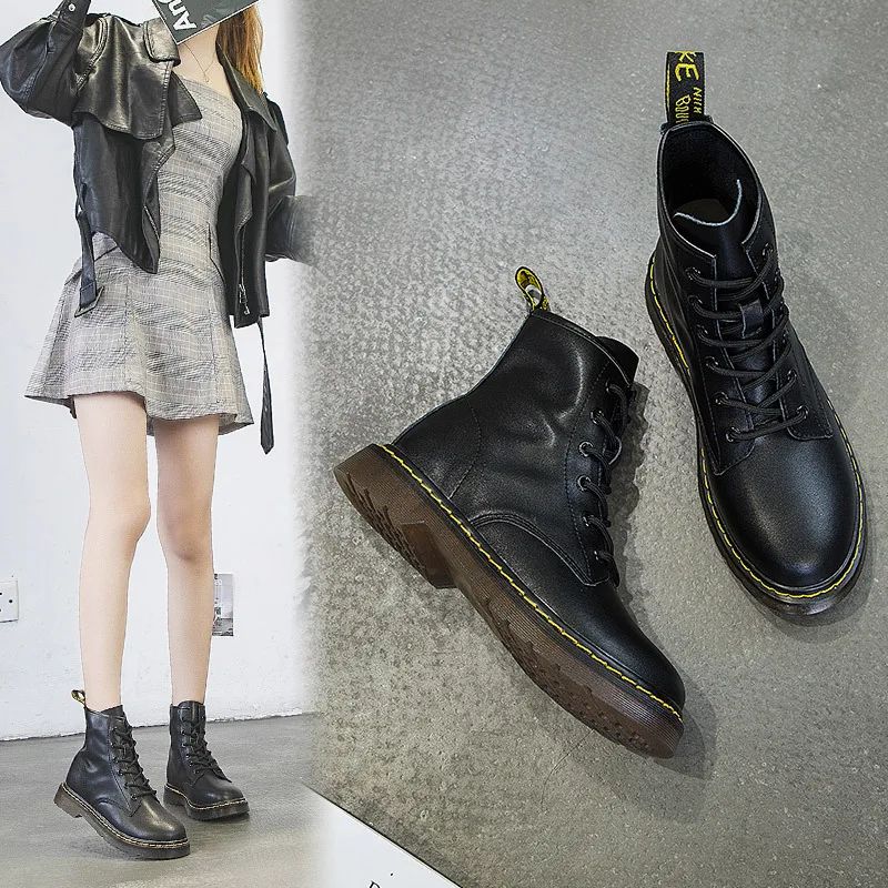 

2019 Winter New Style Easy-matching Shoes Children Autumn round-Toe Chunky Heel Short Boots Genuine Leather Online Celebrity Bri