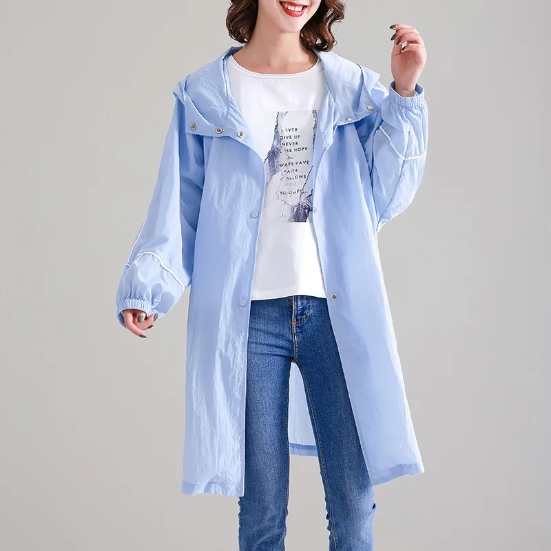 

Sun Protection Clothing Female Mid-length 2019 New Style Summer Thin Coat Breathable Loose And Plus-sized Printed Sun Shirt Wind