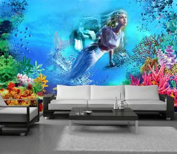 

Custom Photo Wall paper Rolls 3D Silk Underwater World Living Room TV Background Wall Decor Painting Mural Wallpaper For living