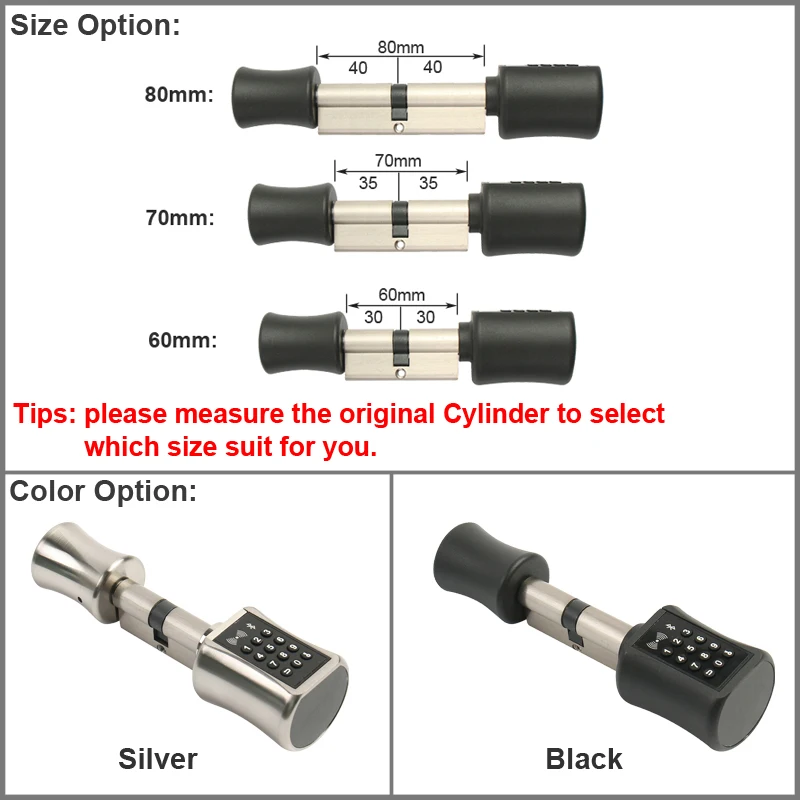 DIY Replacement Smart Door Lock Cylinder Support Mobile Phone APP TT lock Bluetooth 13.56mhz IC Card Digital Unlock
