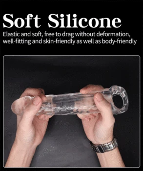 Penis Enlargement Sleeve For Men Reusable Condoms Cock Penis Ring Sleeve Penis Dick Sex Toys Delay Ejaculation Cock Ring Sleeve 5