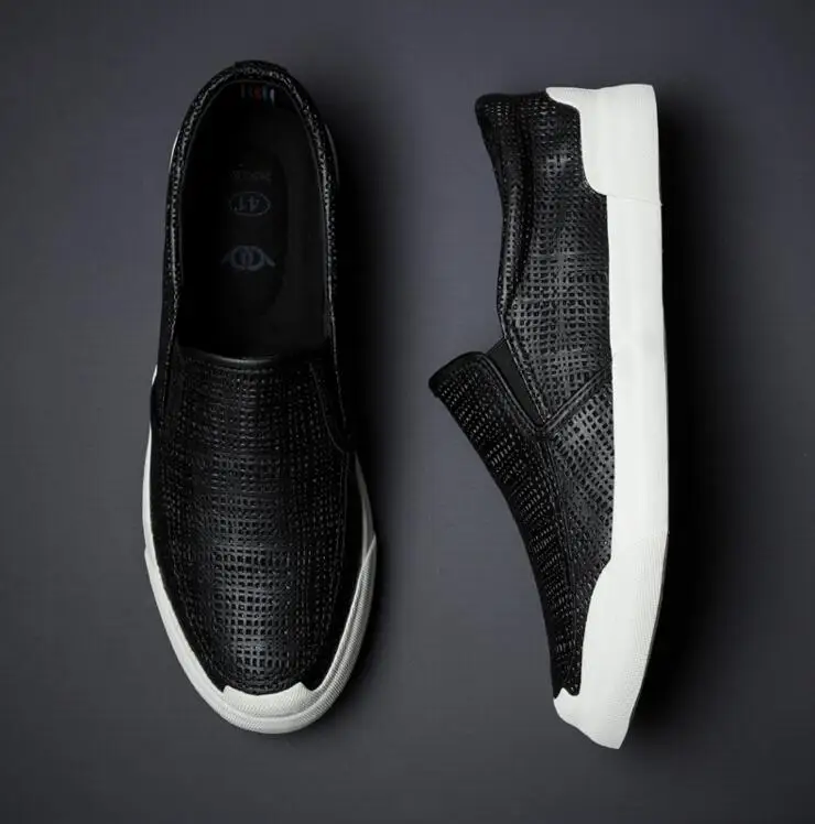 

2019 summer new fashion high grade men fenestrated leather slip-on casual shoes trend shoes loafers