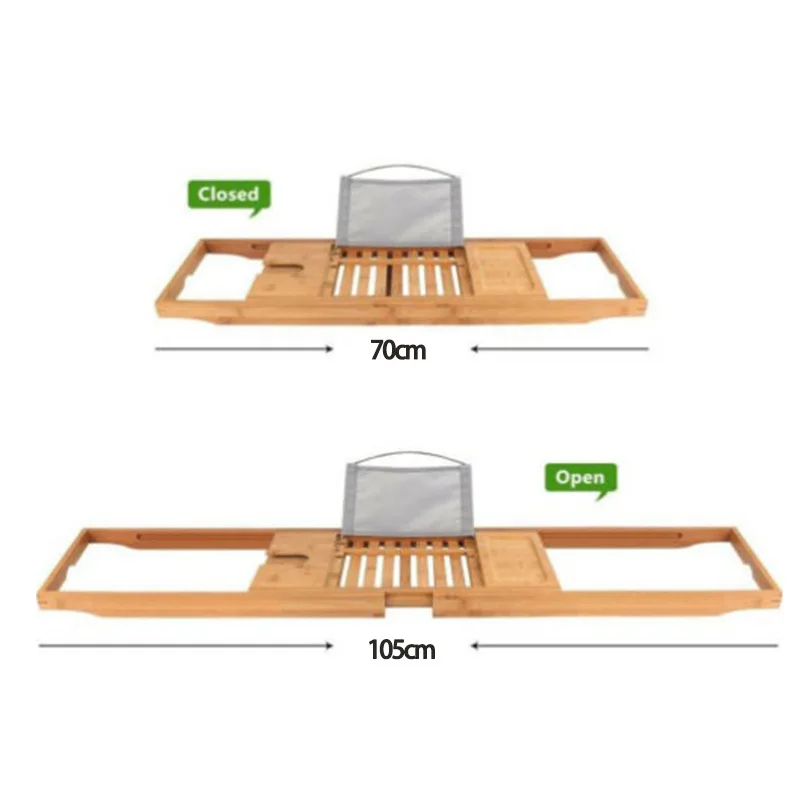Bamboo Bath Tub Shelf Rack Multi-purpose Bathtub Board Tablet Mobile Phone Stand with Extending Sides Bathroom Bath Caddy Tray