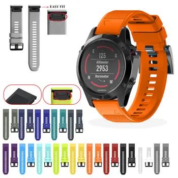 

20 22 26mm Quick Release easyFit smart for Garmin Fenix 6X 6 6S pro 5 5X 5S Plus 3 Silicone Strap for Forerunner 935 Watchband