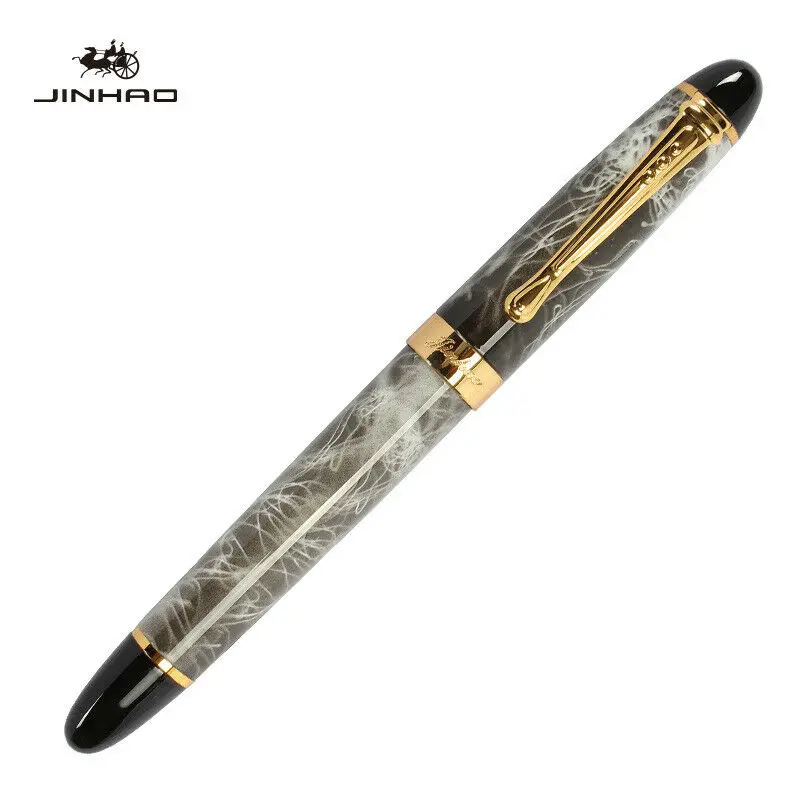 Jinhao X450 каллиграфия авторучка чернильная ручка толстый корпус 1,0 мм 18KGP Изогнутый наконечник для письма подарок канцелярские принадлежности офисные школьные принадлежности - Цвет: Grey With White Line