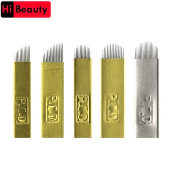 

50PCS/lot High Quality Disposable PCD 12 14 19 Pin Microblading Permanent Eyebrow Makeup Manual Tattoo Bevel Blades Needles