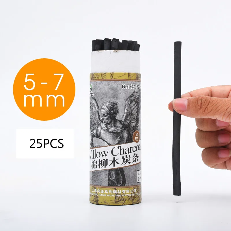Marie's хлопок ива древесный уголь искусство специальные мягкие Угольные карандаши Профессиональный эскиз угольный карандаш эскиз живопись инструменты - Характеристики: 5-7mm
