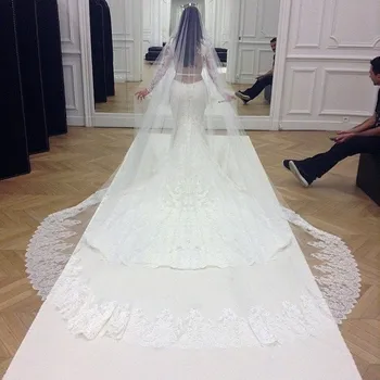

Kim Kardashian Three Meters One Layer Canthedral Length Bridal Wedding Veil