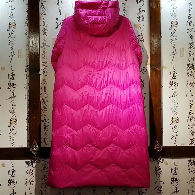 Retro National Wind Embroidery Frog Long Hooded White Duck down Jacket Coat Women's Autumn And Winter down Jacket Korean-style M