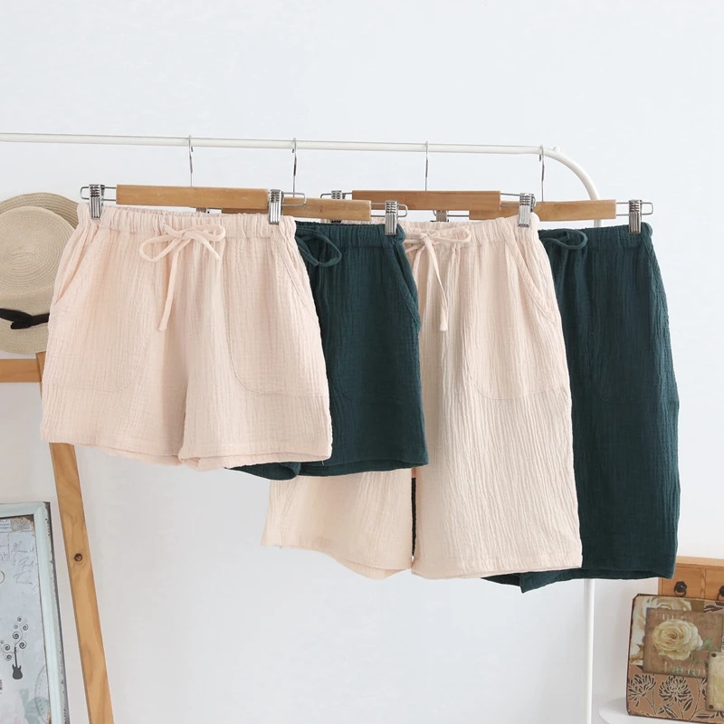 Summer couple shorts men and women pajamas beach pants washed cotton thin home tide | Женская