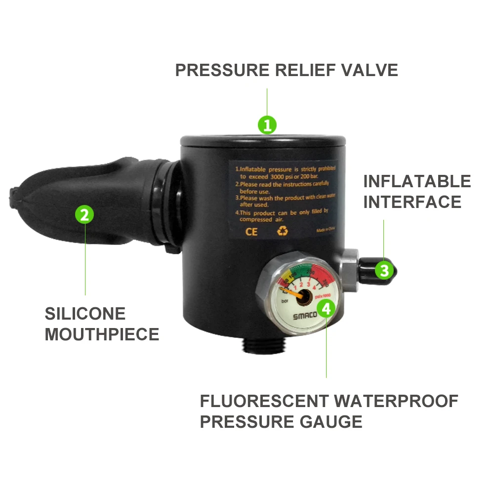 

SMACO Diving Equipment Mini Scuba Diving Oxygen cylinder head parts