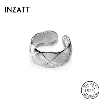 

INZATT Real 925 Sterling Silver Geometric Adjustable Ring For Fashion Woman Minimalist Fine Jewelry punk Accessories