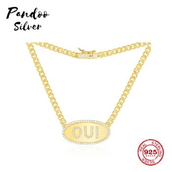 

Fashion Charm Sterling Silver Copy 1:1 Copy,Yellow Silver Oui Chain Necklace Women Monaco Luxury Jewelry Gift With Logo