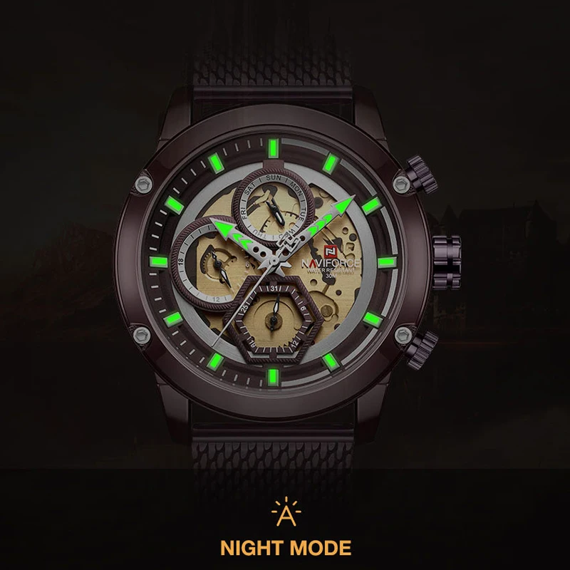Топ люксовый бренд NAVIFORCE часы мужские модные кварцевые мужские часы полностью стальные водонепроницаемые мужские s наручные часы
