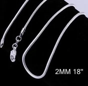 

dt3sn wedding can mix size 18 inch Silver plated Jewelry Link Snake Necklace Chains With Lobster Clasps For Pendant