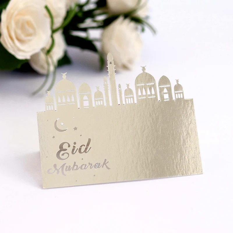 10/20/30pcs Eid Mubarak Postcards Ramadan Party Seat Card Place Cards Happy Eid Muslim Party Ramadan Kareem Table Decorations