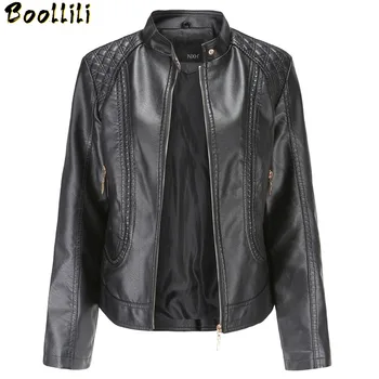 

Boollili 2020 Leather Jacket Women Short Pu Motorcycle Jacket Women Spring Autumn Biker Coat Faux Leather Jackets