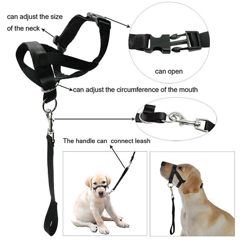 Pet Gentle Leader No Pain No Pull Control Training Leash Adjustable Harness Nose Reign Nylon Dog Head Collar Dog Training Halte