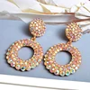 New Arrive Statement Round Colorful Rhinestone Long Drop Earrings High-Quality Fashion Crystals Jewelry Accessories For Women ► Photo 3/6