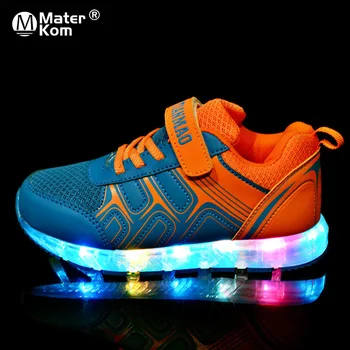 

Size 25-37 USB Charge Luminous Sneakers Unisex Led Light Sneakers Boys Running Shoes with Lights Children Glowing Casual Shoes