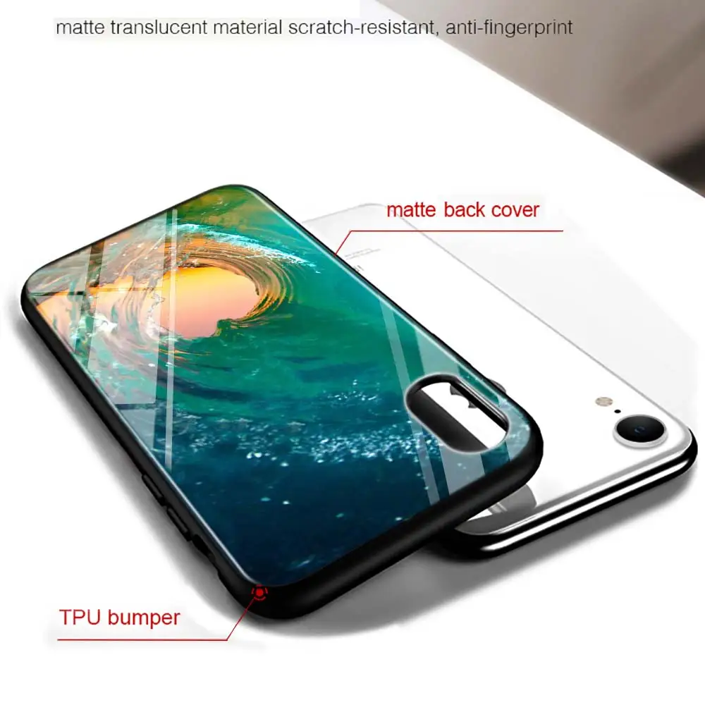 Черный чехол с морскими волнами для iPhone 11 11Pro X XR XS Max 8 7 6 6S Plus 5S 5 SE глянцевый