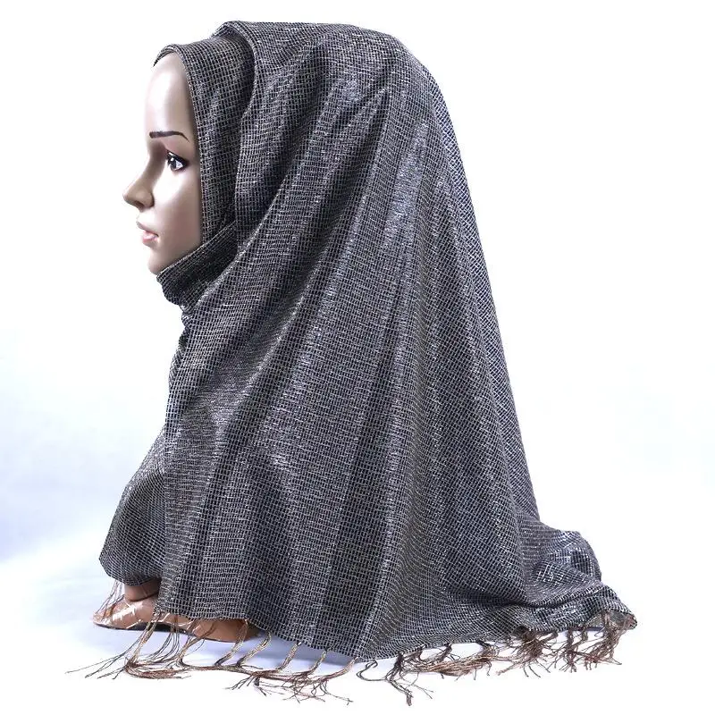 Национальный Для женщин однотонные женские Hijab шарф Мусульманский Кашемир Пончо с кисточками боа из тонкой прозрачной ткани Мантилья муфельная печь элегантные шали шарфы палантины - Цвет: Style D