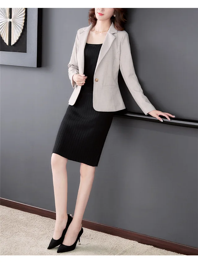 Professional Small Suit Women's Autumn New Style Plaid Suit Workwear Formal Wear Interview Work Clothes One-Button Coat Wom