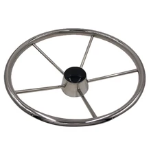 304 нержавеющая сталь 15-1/2 дюймов лодка 5 спиц рулевое колесо 3/4 дюймов вал 25 градусов С ступицей-40 см Dia-Всепогодный