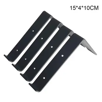 

Metal Wall Mounted Black Shelf Bracket Supporting Plate L-shaped DIY Bracket with Screws for Living Room Study Bedroom 4pcs/set