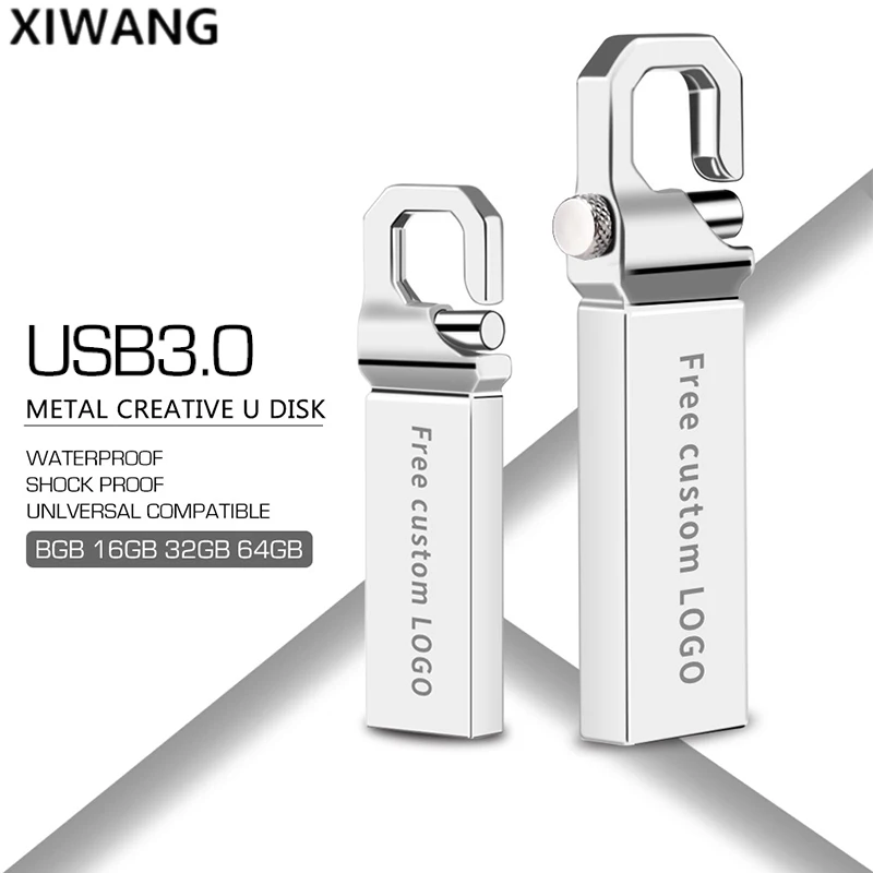 

usb flash drive 64GB/3.0 metal pen drive 32GB pendrive 16GB/8GB/4GB/128GB bracelet usb stick gray memory stick Free custom logo