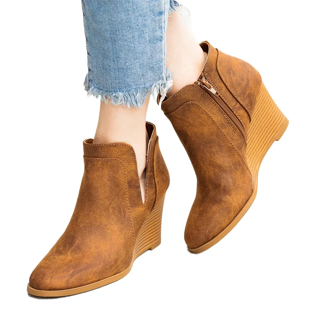 

LASPERAL Winter Shoes Woman Boot High Heel 2019 Comfortable V Open Design Lace-on Ankle Shoes For Women Autumn Short Shoes Woman