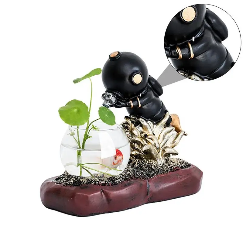 

LED Christmas Ornament Creative Astronaut Shape Hydroponic Flower Pot Desktop Ornament Earth Moon Decorations Christmas Gift