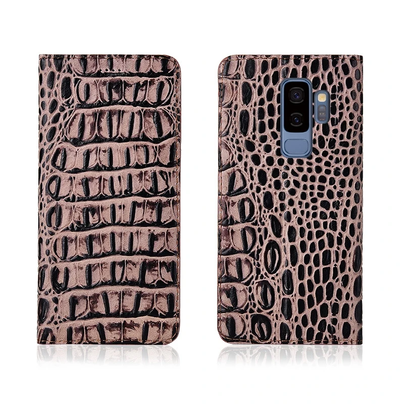 Crocodile pattern genuine leather phone case card slot holder for Samsung Galaxy S9 Plus/Samsung flip bag | Мобильные телефоны и