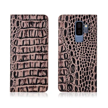 

Crocodile pattern genuine leather phone case card slot holder for Samsung Galaxy S9 Plus/Samsung Galaxy S9 flip case phone bag