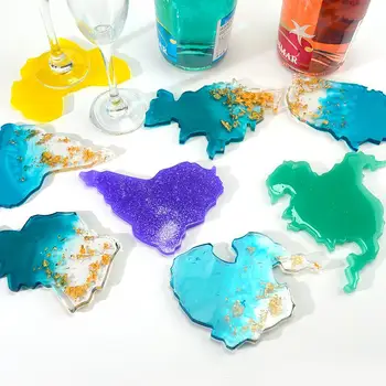 

Seven Continents Coaster Silicone Mold Resin Mold For DIY Crystal Epoxy Resin Map Shape Coaster Home Decoration Tools