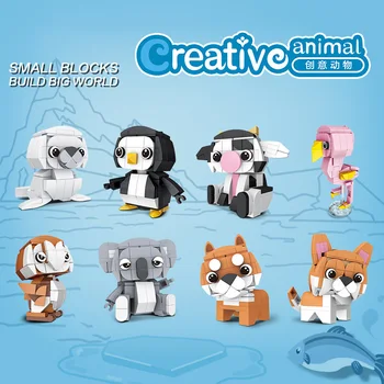 

8PCS DIY Is Compatible With Small Particles Kawaii Building Block Toys Animal Modeling Penguin Dog Seals Puzzle Educational Toys