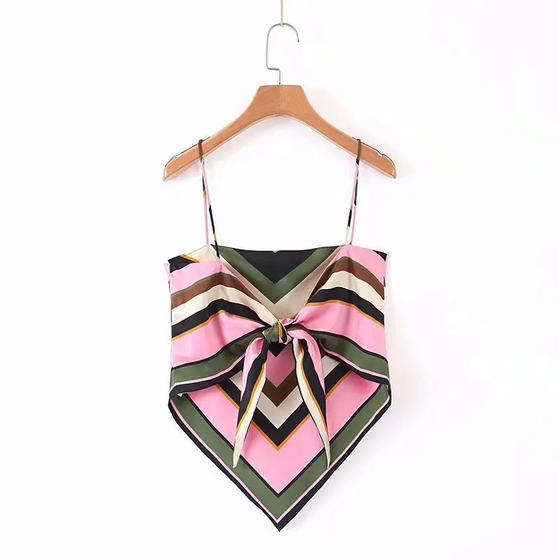 2019 new women vintage position geometric print casual sling blouse ladies spaghetti strap shirts back bowknot retro tops LS4076 2019 new women vintage position geometric print casual sling blouse ladies spaghetti strap shirts back bowknot retro tops LS4076