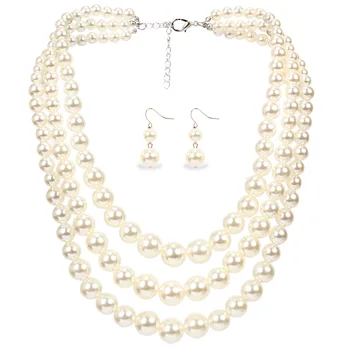 

Handmade pearl fashionable and exaggerated in Europe and America lady's pearl string clavicle multi-layer Necklace