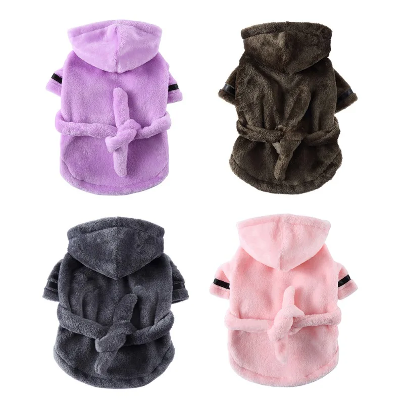 Soft Quick Drying Pet Bathrob Dog Pajama with Hood Cotton Hooded Bathrobe Super Absorbent Dog Bath Towel Pet Supplies pet bath towel,pet pajamas