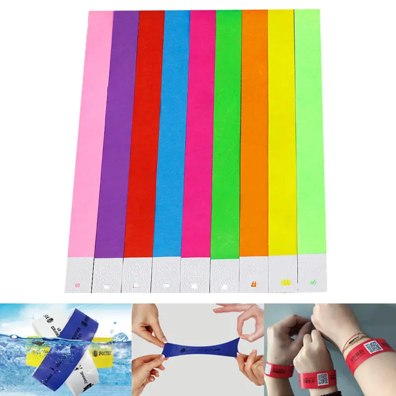 TYVEK-Pulseras de papel de 100 pulgadas para eventos, 3/4 Uds.