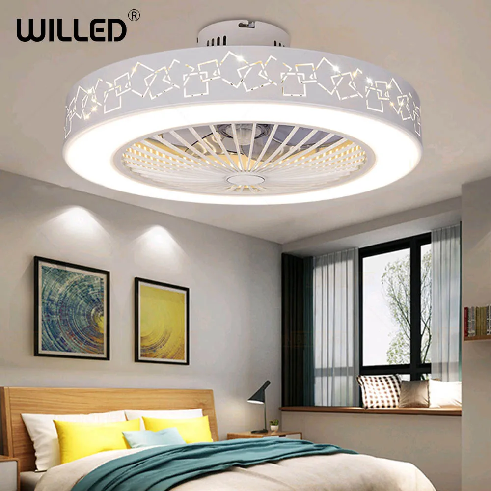 

Ceiling Fan Lamp 55cm Remote Control With Controller White Modern Led Lights Round Light for Living Bedroom Room Lighting 220v