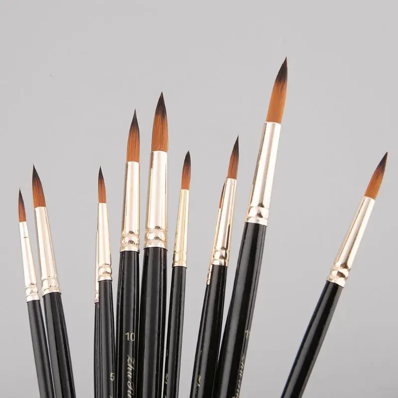 12pcs/Set Paint Brush Wooden Acrylic Painting Gouache Cosmetic Art Kit Drawing Pens